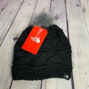 the north face triple cable fur pom
